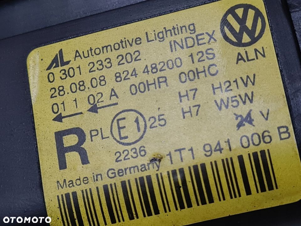 Lampa prawy przód VW TOURAN LIFT EUROPA ORYGINAŁ - 6