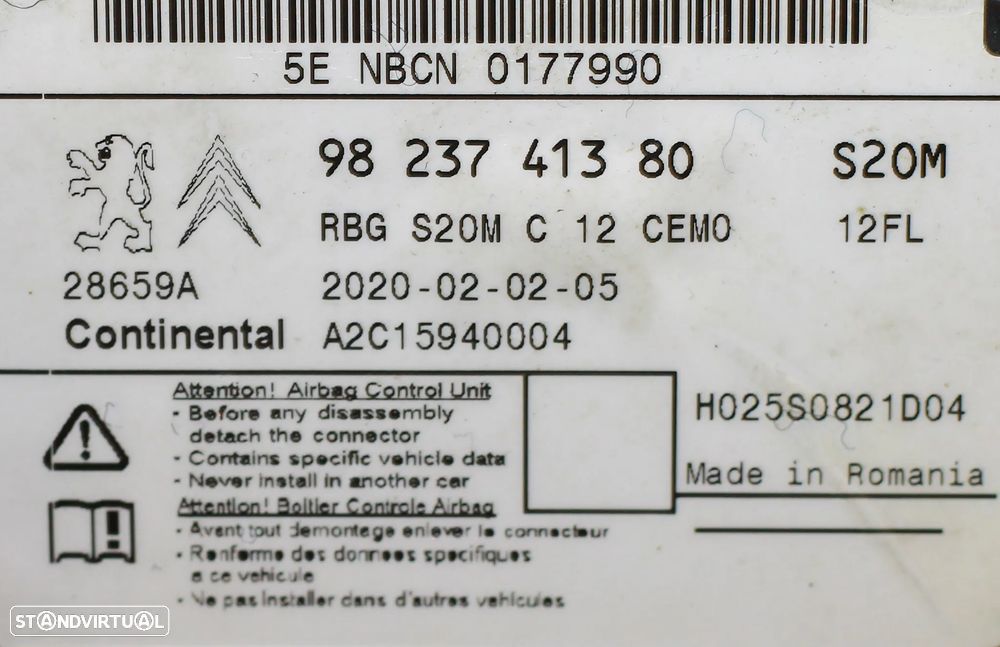 CENTRALINA DE AIRBAG CITROËN C3 - 5