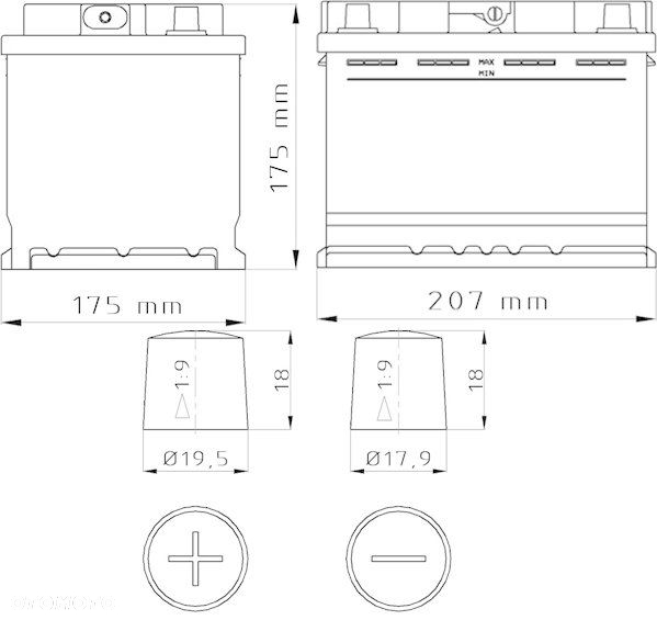 Akumulator ASFIN 12V 44Ah 380A (EN) Cięcia cenowe - 2