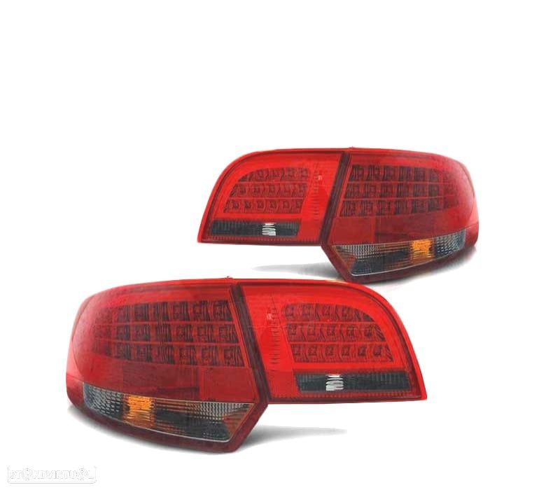 FAROLINS TRASEIROS LED AUDI A3 8P 04-08 SPORTBACK RED SMOKE VERMELHO FUMADO-ESCURECIDO - 2