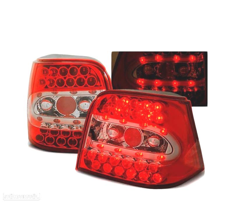 FAROLINS TRASEIROS LED PARA VOLKSWAGEN VW GOLF 4 97-03 RED VERMELHO LEX - 1