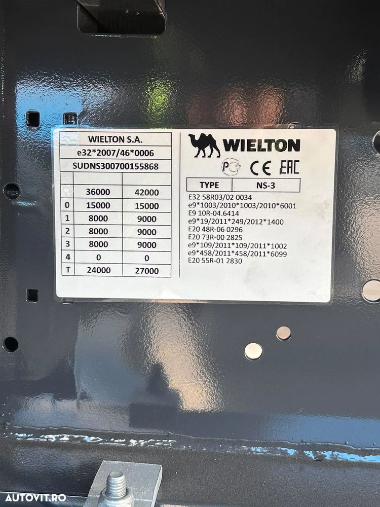Wielton REMORCA SEMIREMORCĂ DECAPOTABLE / DE CONSTRUCȚIE / NOUĂ / 2026 / DISPONIBILĂ IMEDIAT/ PENTRU CONSTRUCTIE / NOU / DISPONIBIL Imediat / GREUTATE: 3800 KG / JANTE ALIE - 29