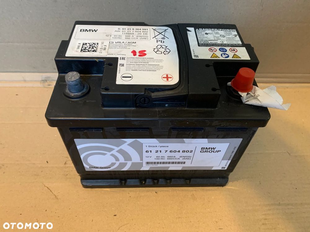 AKUMULATOR VRLA / AGM 12V 60 AH 660A BMW 9364591 ORYGINAŁ - 1