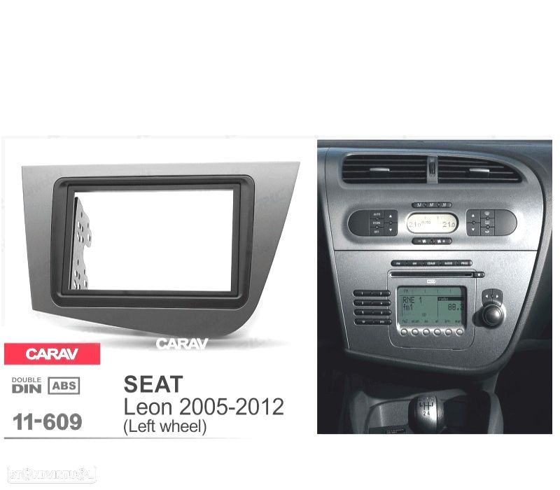 MOLDURA ADAPTADOR CINZA PARA RADIO 2-DIN PARA SEAT LEON 05-12 - 5