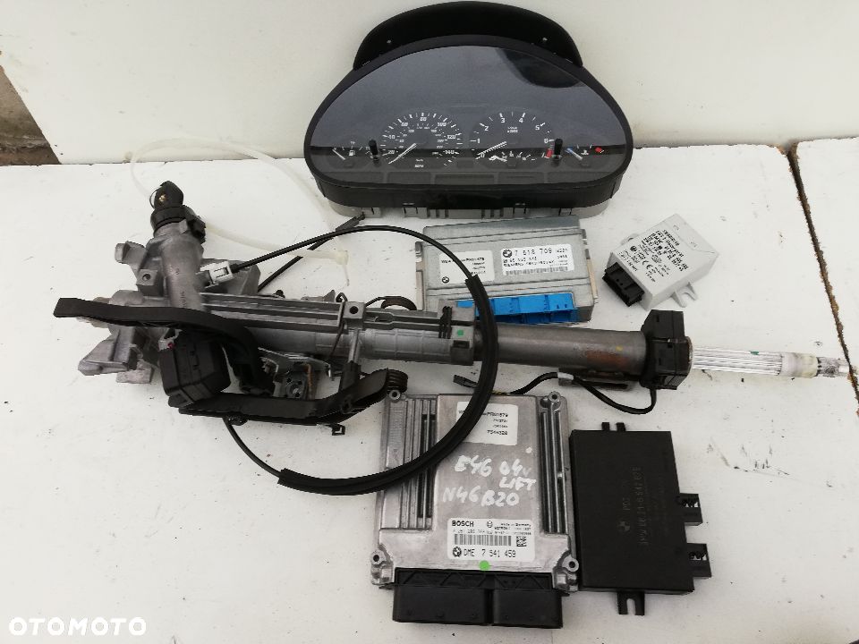 ZESTAW STARTOWY KLUCZYK KOMPUTER LICZNIK KOLUMNA BMW E46 LIFT N46B20