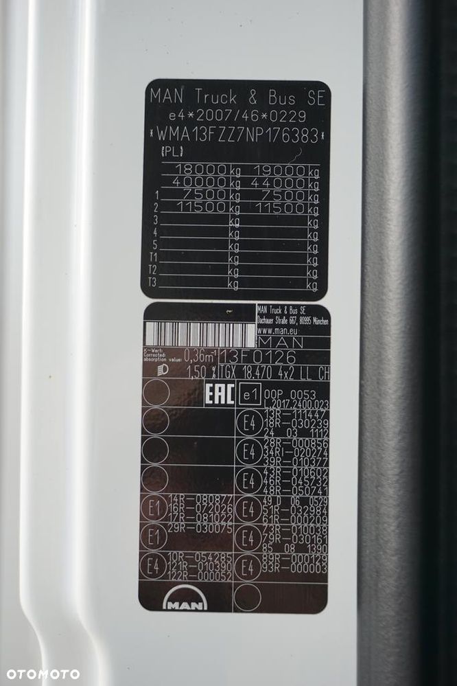 MAN TGX / 18.470 / E 6 / GM / ZESTAW PRZEJAZDOWY 120 M3 / ŁAD. 14 815 KG / RETARDER - 11