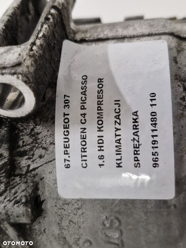 PEUGEOT 307 C4 PICASSO 1 I 1.6 HDI KOMPRESOR SPRĘŻARKA KLIMATYZACJI 9651911480 - 10