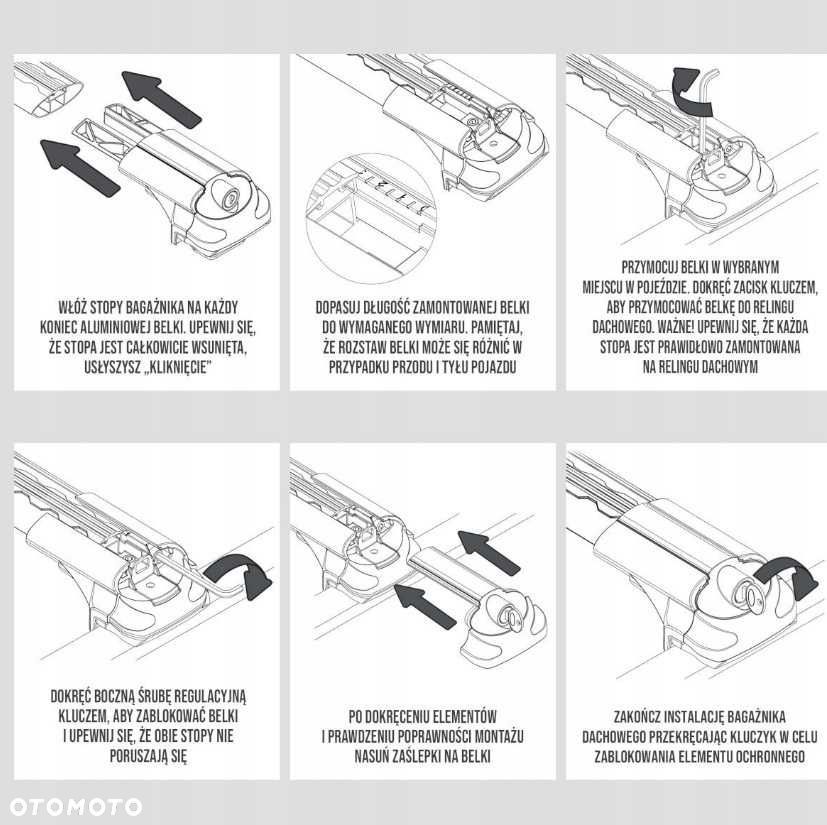 Bagażnik dachowy belki poprzeczne na relingi TURTLE dopasowane! 2kolor - 8