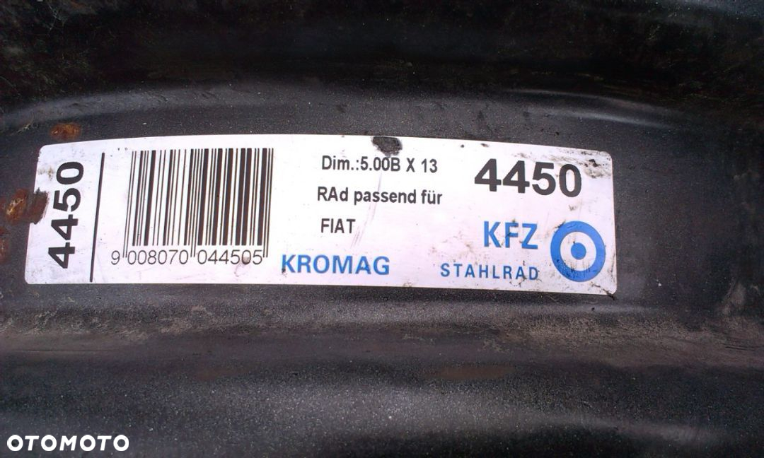 13” - Felgi 4x98  r13 cali - FIAT Panda Seicento SC CC Cinquecento Uno - Stalowe - Lancia Ypsylon - Alfa Romeo 33 - stan BDB - ORYGIAŁ !! + koło zapasowe rezerwowe zapasówka - 3