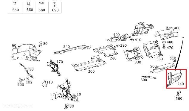 MERCEDES W204 W207 Oslona termiczna wydechu prawa - 2