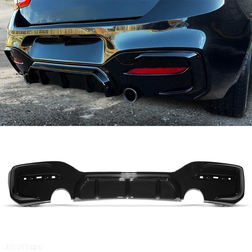 Difuzor Bara Spate M Prelungire Extensie BMW F20 F21 LCI Facelift (15-19), 135i Style, Negru Lucios - 5