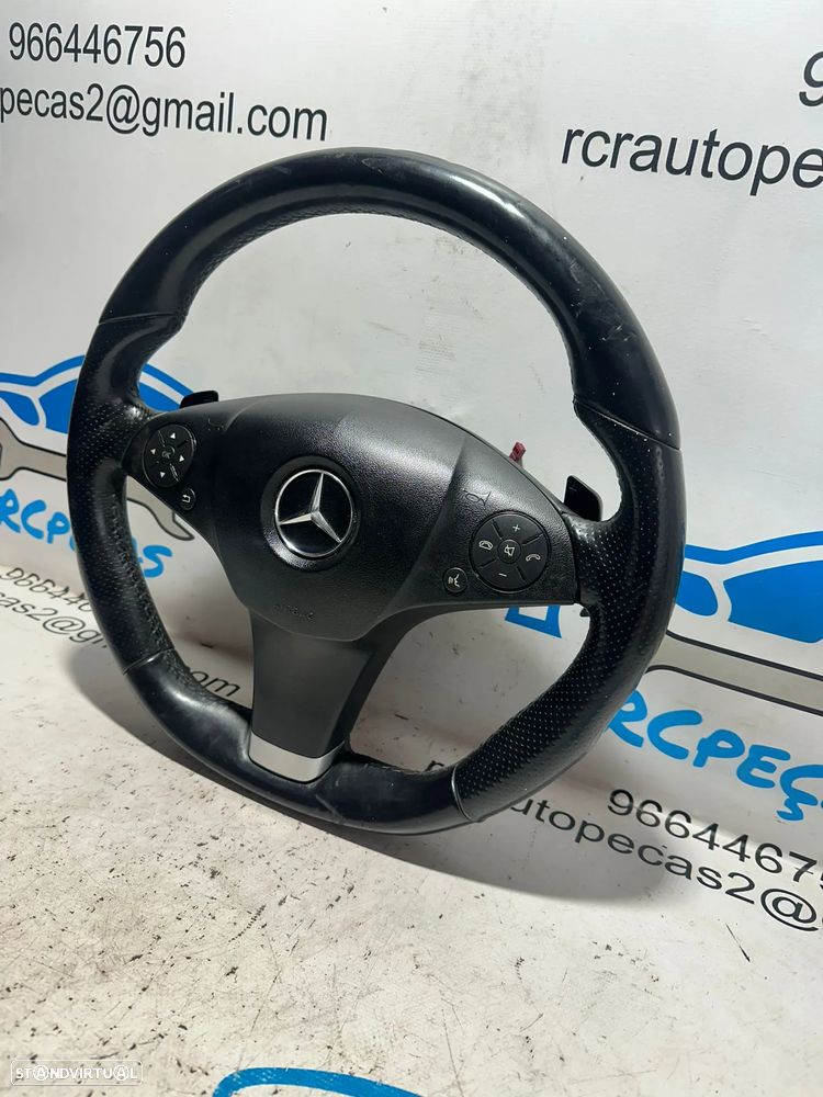 .Volante Airbag Pele Perfurada Comandos Multifunções Patilhas Flat Bottom AMG Mercedes-Benz Classe E W212 C207 Classe C W204 - 3