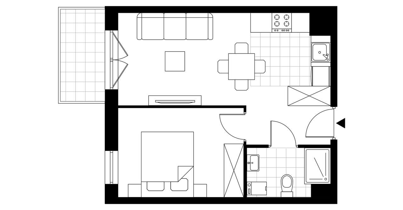 2-pokojowe mieszkanie 34m2 + balkon - Pełny obrazek: 4/8