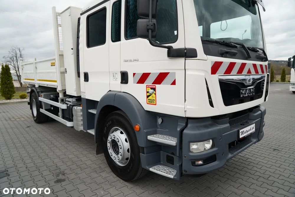MAN TGM 18.340 / 4X2 / 3 STRONNA WYWROTKA / HYDROBURTA / BRYGADÓWKA 7 MIEJSC / BORDMATIC - 17