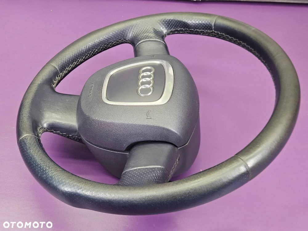 Kierownica Trzy 3 Ramienna Czarna Pikowana Skóra Łopatki Automat Air Bag Poduszka AUDI A6 C6 A4 B7 A3 8P - 12