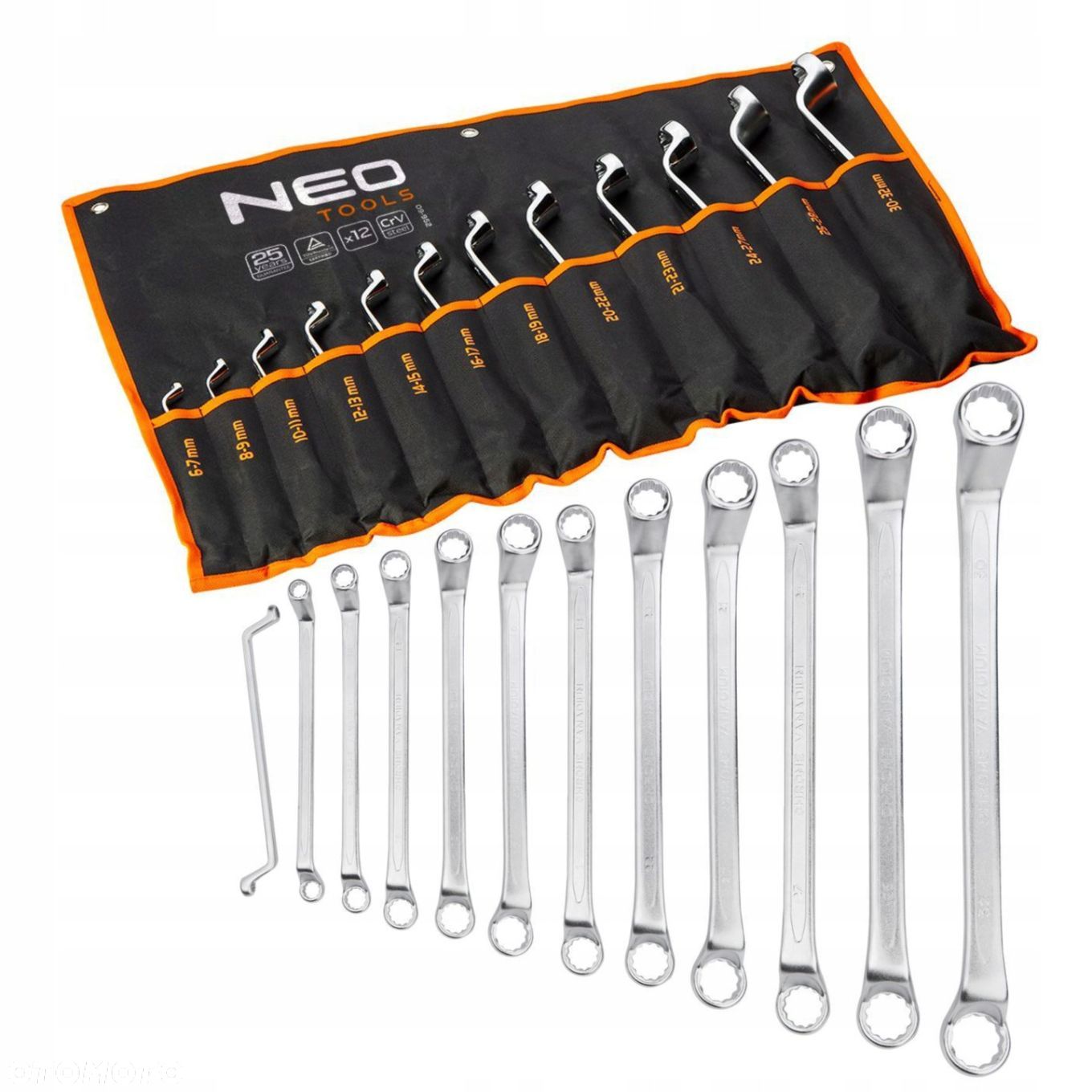 NEO ZESTAW KLUCZE OCZKOWE ODGIĘTE 6-32MM 12szt PŁACHTA 09-952 GIĘTE WYGIĘTE - 1