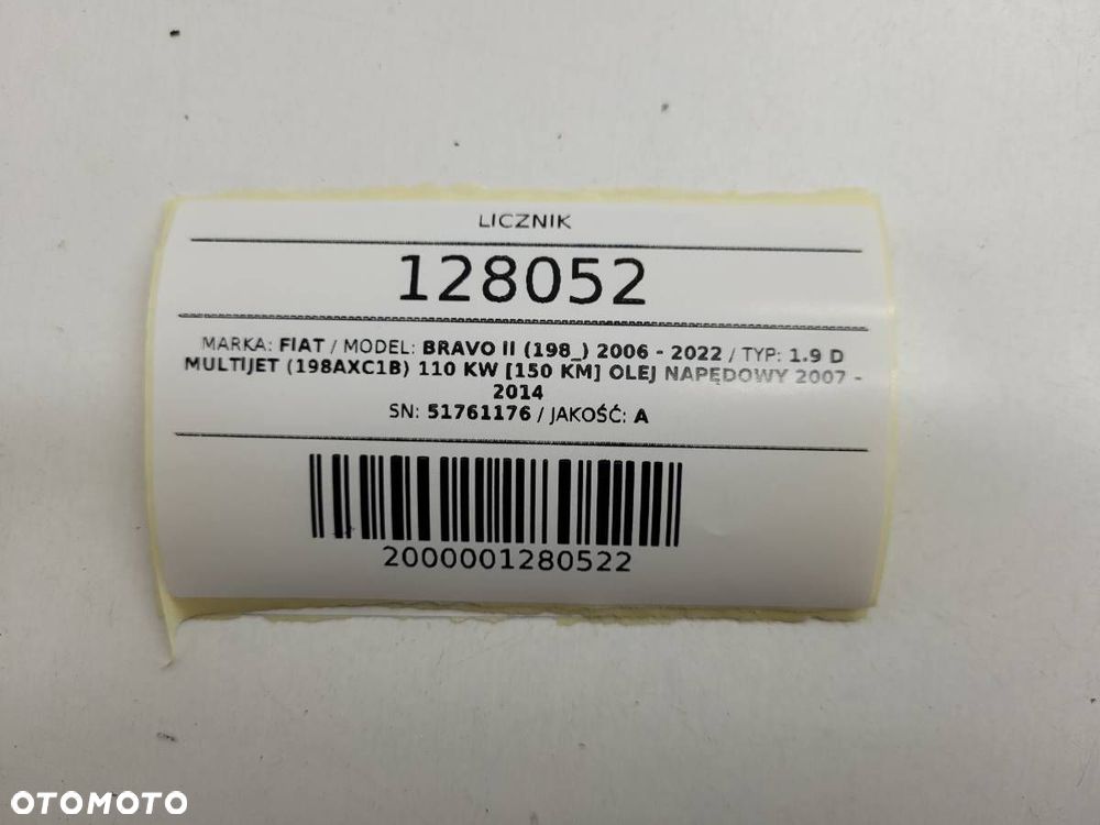 LICZNIK ZEGARY FIAT BRAVO II 1.9 JTD EUROPA 51761176 - 9