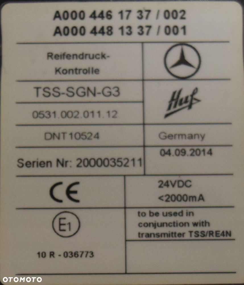 CZUJNIK CIŚNIENIA KOŁA MERCEDES ACTROS MP4 - 2