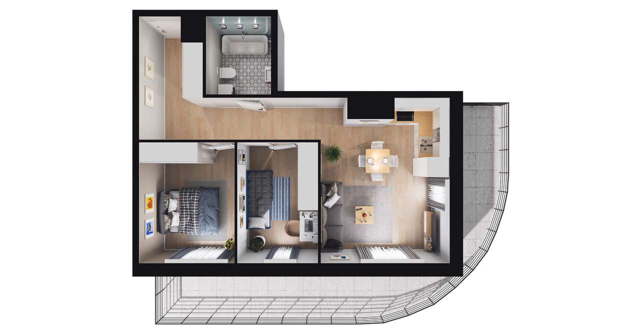 3-pokojowe mieszkanie 50m2 + loggia Bezpośrednio