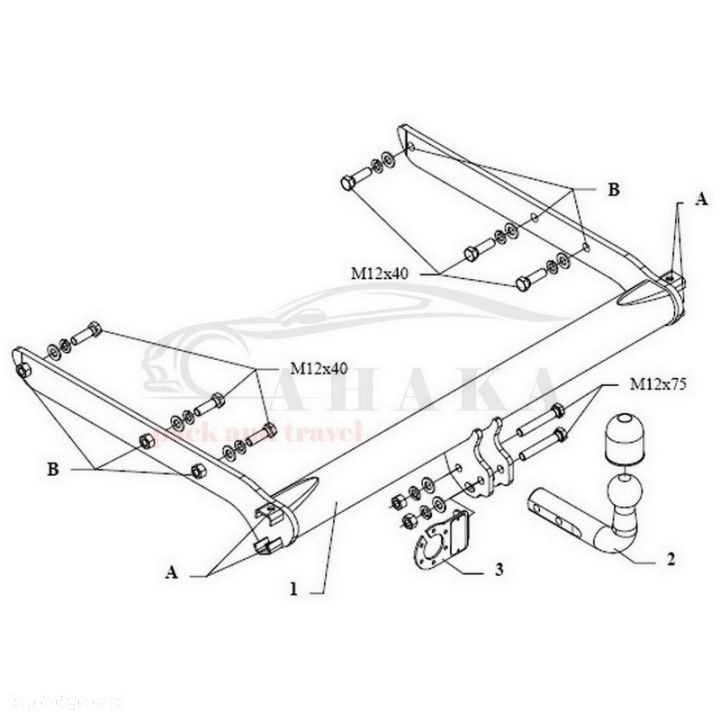 Hak Holowniczy Odkręcany Do Vw Volkswagen Transporter T4 Multivan, Caravelle 1990-1995 - 3