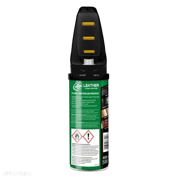 Spray curatare si intretinere tapiterie din piele, cu perie Turtle Wax Power Out Leather 400ml - 2