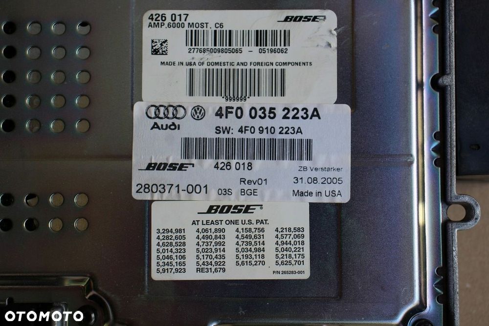 Wzmacniacz samochodowy BOSE AUDI A6 C6 4F0035223A (4331) - 4