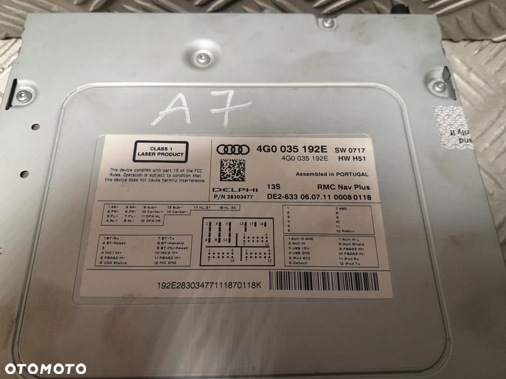 AUDI A7 CZYTNIK KART SSD MODUŁ MMI 4G0035192E - 5