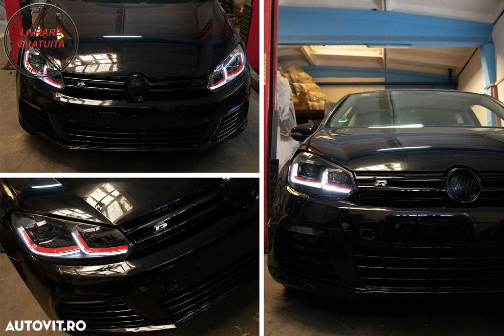 Faruri LED VW Golf 6 VI (2008-2013) Facelift G7.5 GTI Design Rosu Semnalizare Secv- livrare gratuita - 16