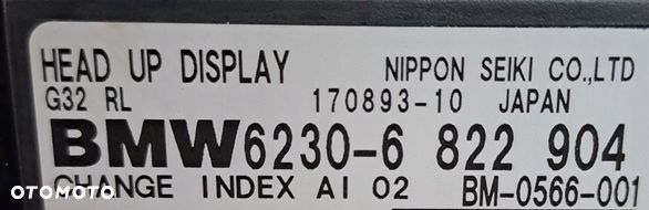 bmw g32 wyświetlacz headup hud rzutnik 6822904 uk - 2