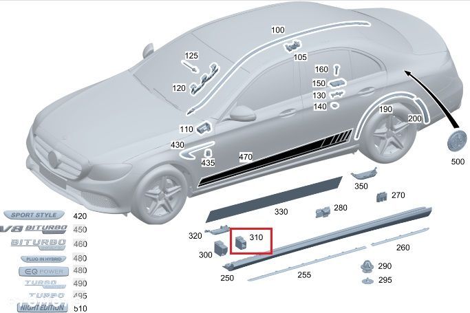 MERCEDES E-KLASA W213 Spinka mocowanie listwy progu OE - 2
