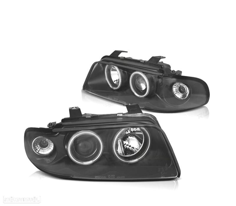 FARÓIS ANGEL EYES CCFL AUDI A4 95-98 FUNDO PRETO - 1