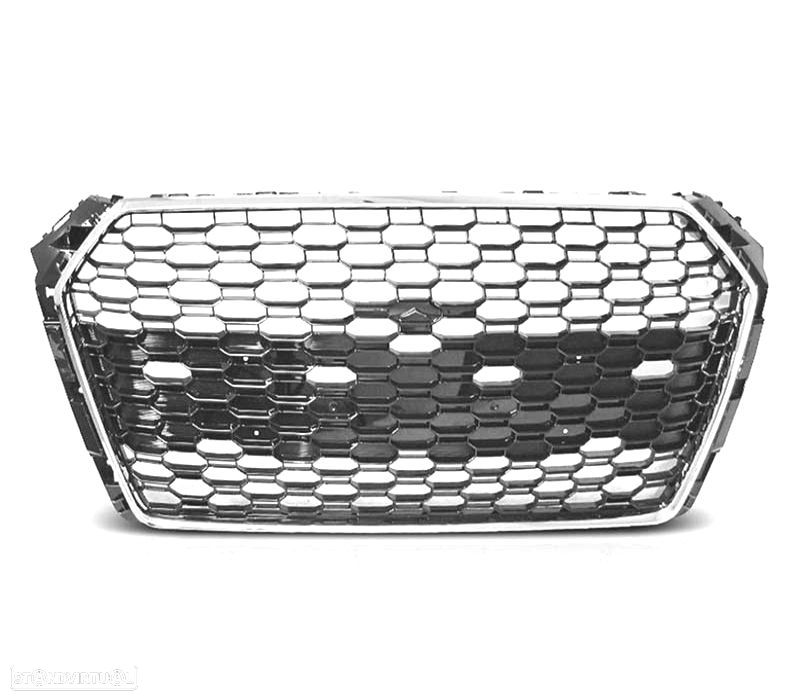 GRELHA FRONTAL AUDI A4 B9 15-19 LOOK RS4 CROMADO PRETO PDC - 3