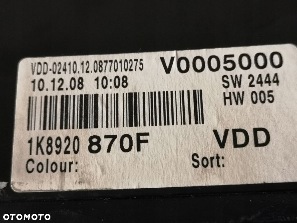 LICZNIK ZEGARY VW SCIROCCO 2.0 TSI 1K8920870F - 5