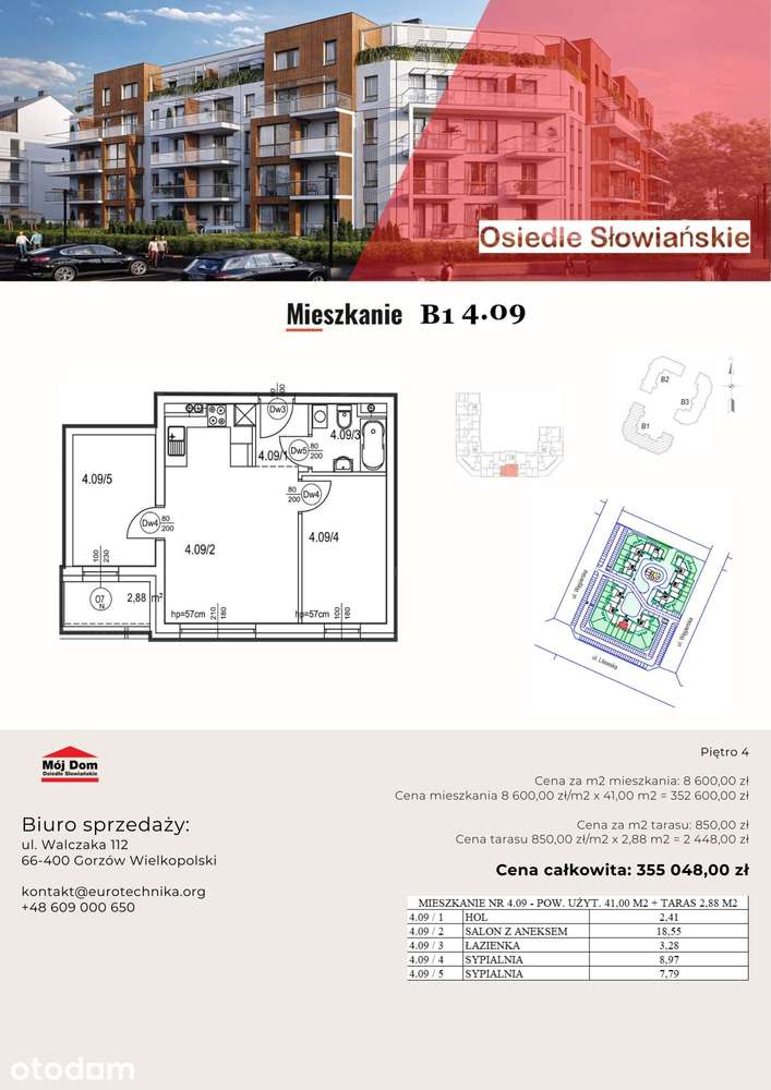 Nowoczesne mieszkanie - 41 m2, B1 4.09