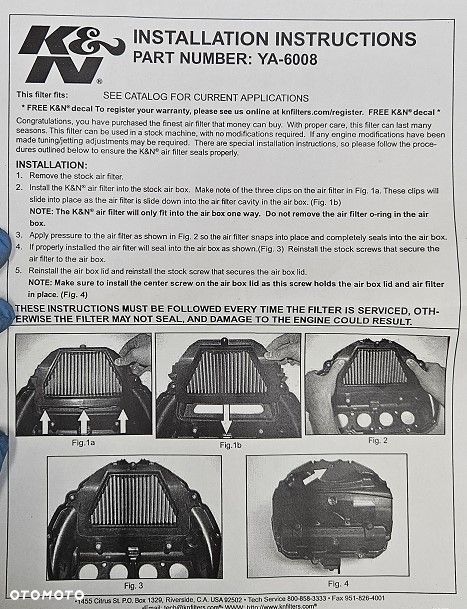 Sportowy Filtr Powietrza K&N YA-6008 Yamaha YZF R6 (2017-2022) - 2