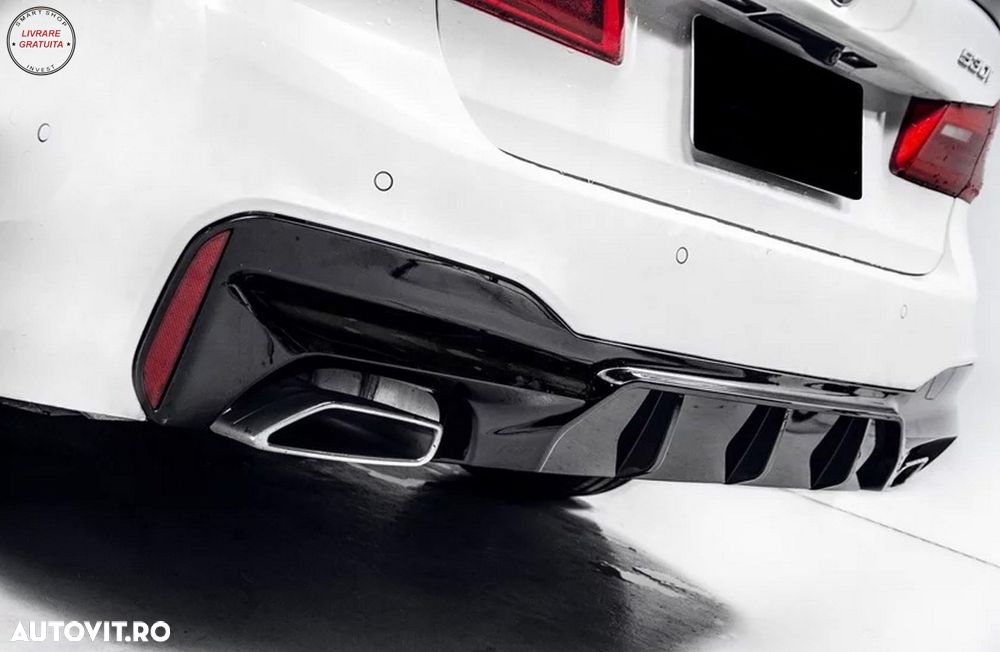 Difuzor Bara Spate BMW Seria 5 G30 G31 (2017+) M5 Design Negru Lucios- livrare gratuita - 13