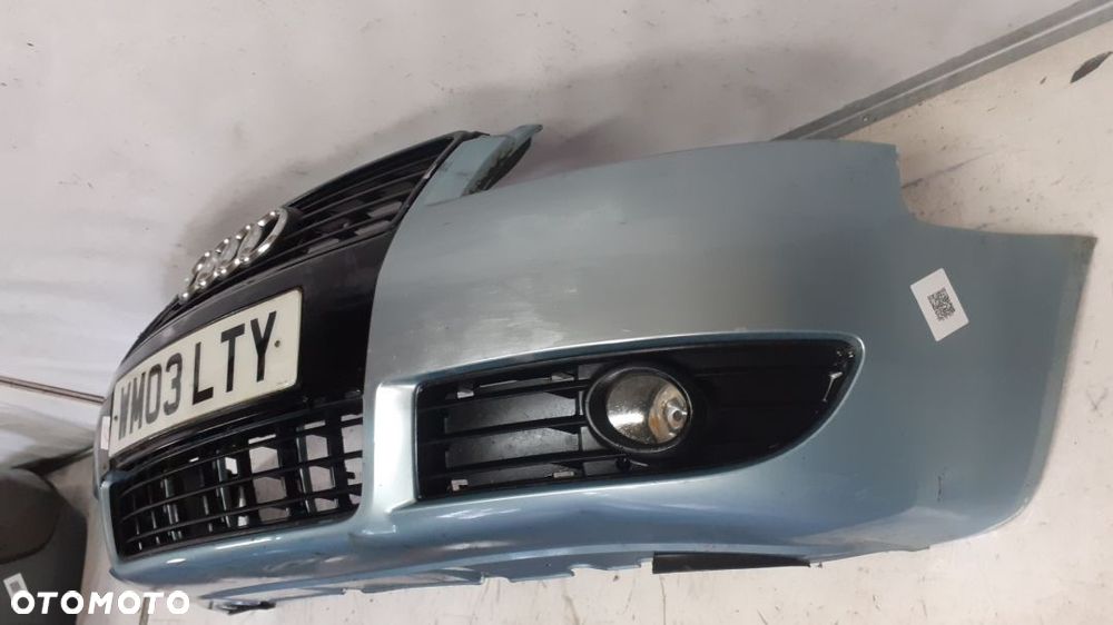 + ZDERZAK PRZÓD PRZEDNI DO AUDI A4 B6 CABRIO LY7R BŁĘKITNY HALOGENY - 3