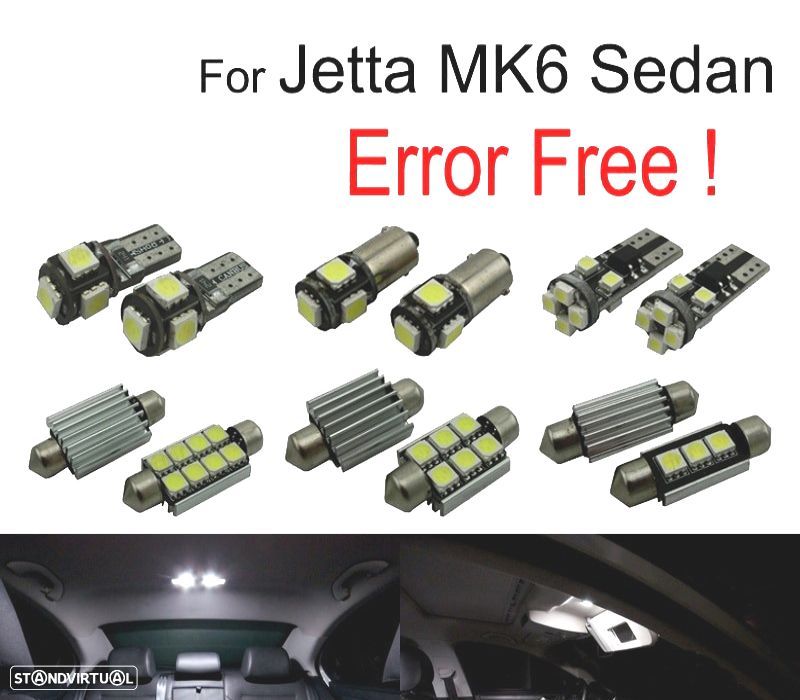 KIT COMPLETO DE 11 LAMPADAS LED INTERIOR PARA VOLKSWAGEN VW JETTA 6 VI MK6 SEDAN 11-18 - 1
