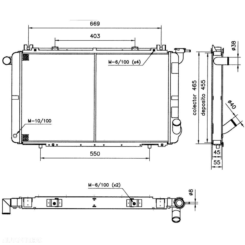 Radiator racire Nissan Patrol 260/Y60, 01.1990-1997, Motorizare 2, 8 Td 85kw; 4, 2 Td 85kw Diesel, cutie Manuala, dimensiune 740x452x32mm, Cu lipire fagure prin brazare, Aftermarket - 1
