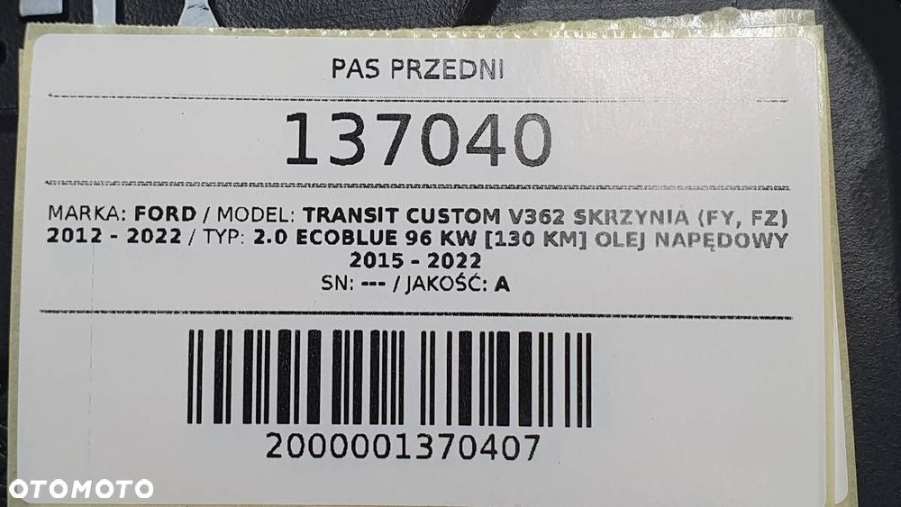 PAS PRZEDNI FORD TRANSIT CUSTOM 13- 2.0 ECOBLUE 130KM KOMPLETNY - 10