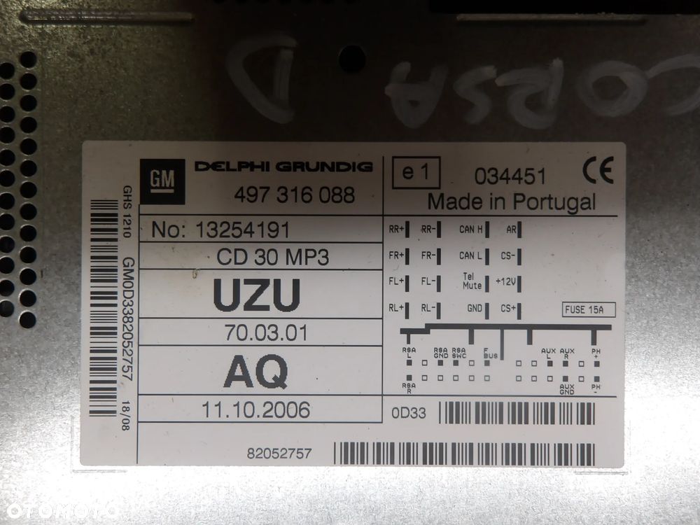 OPEL CORSA D 3D 06-10 RADIO 13254191 - 5