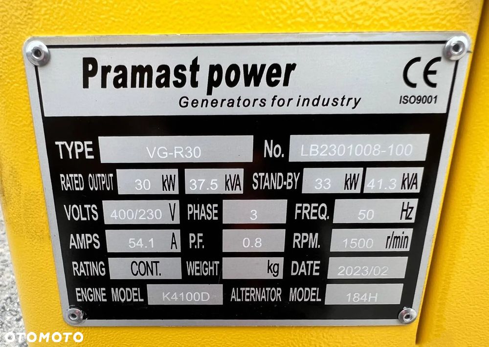 Inny Agregat Generator PRAMAST VG-R30 41,3 kVA Nowy - 5
