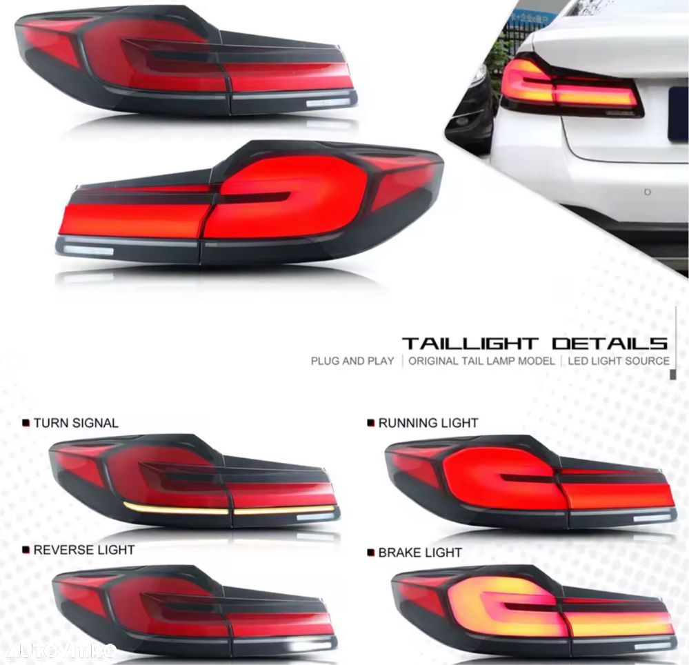 Set Stopuri Full LED Lampi Triple Lampa Spate Bmw Seria 5 G30 2017-20 - 2
