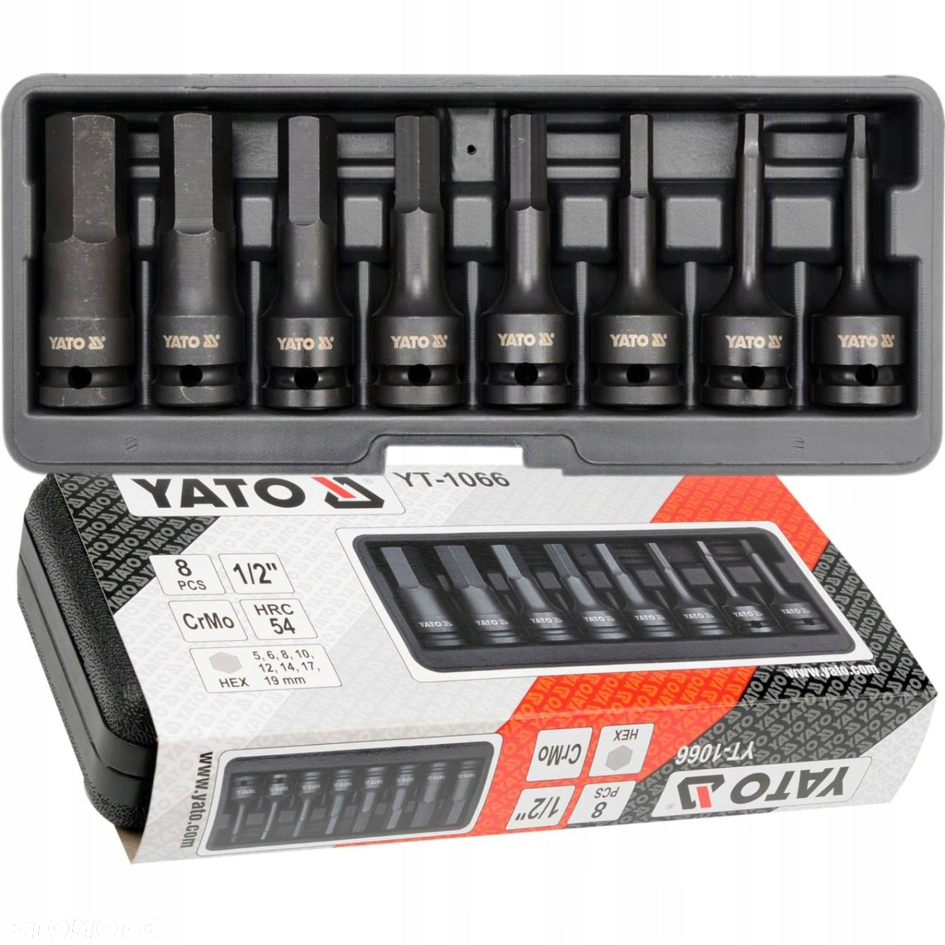 YATO ZESTAW UDAROWE KLUCZE IMBUSOWE TRZPIENIOWE IMBUSY 1/2" HEX 5-19mm 8SZT - 6