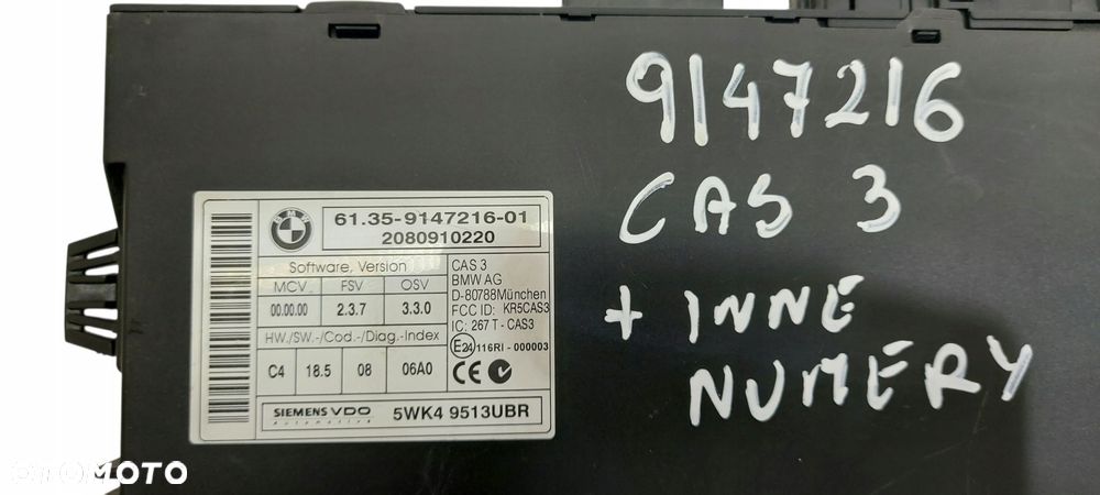 Bmw E90 E60 E87 E84 Moduł Sterownik Cas 9147216 - 3