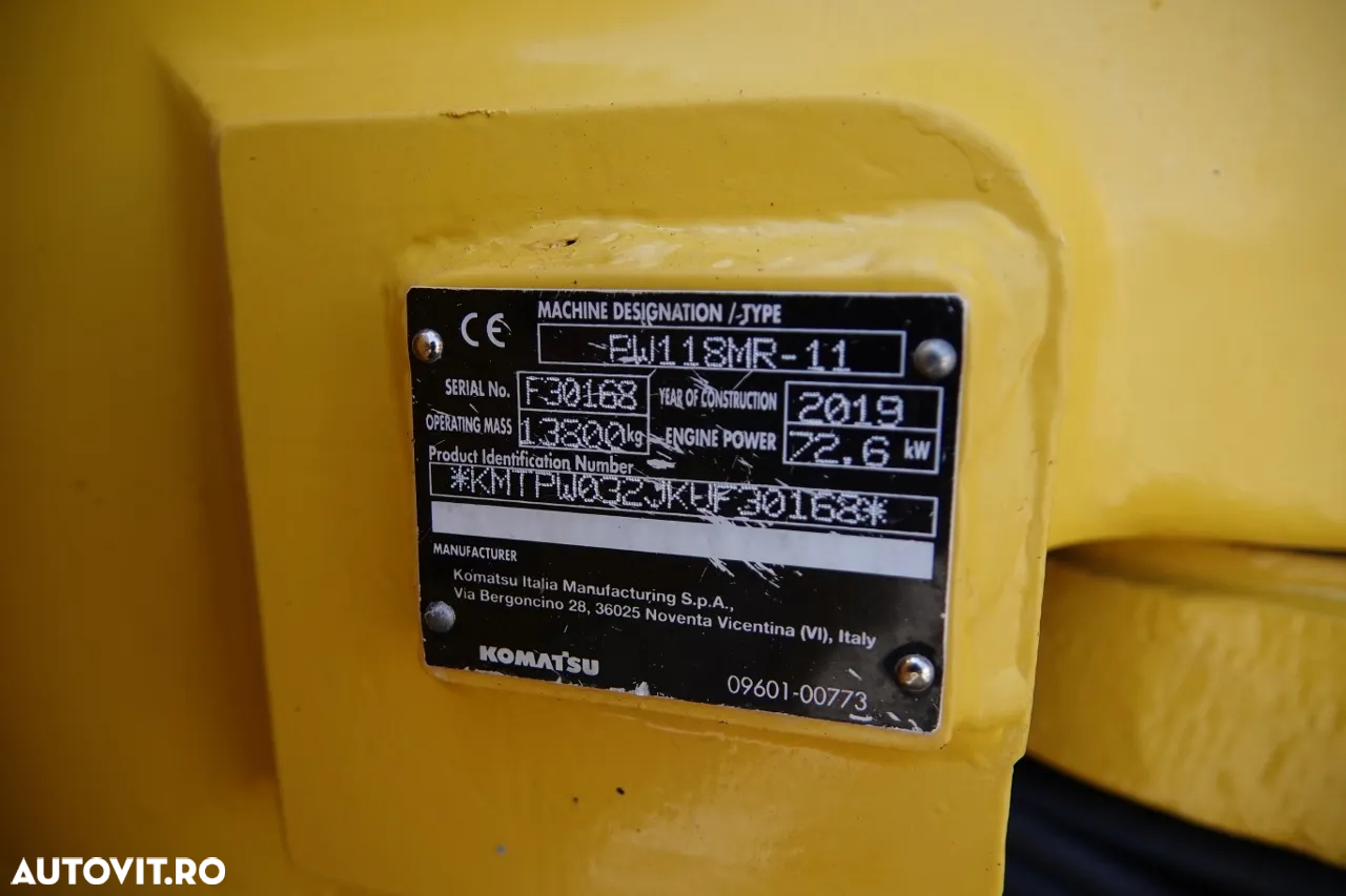 Komatsu PW 118 MR / EXCAVATOR PE ROȚI / 2019 / ROTARE ÎN ȘI ÎNĂLȚIME / CAMERĂ / CONTRACT DE SERVICE POST-SERVICE - 37