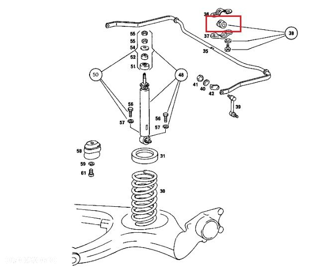 MERCEDES W114 W115 Guma stabilizatora tyl OE - 2