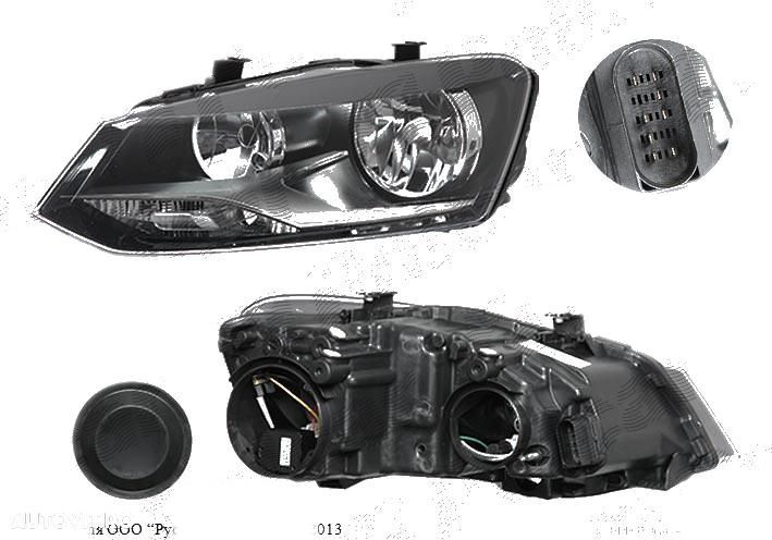 Far VW Polo (6R) 05.2014-12.2017 modele Cross, Blue Motion, Blue GT, Polo (6R) 08.2009-04.2014 TYC 20-12036-15-2, partea Stanga , tip bec H7+H7, fara motoras - 1