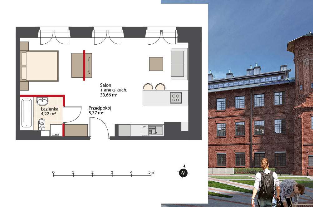 Loft 43,25 m2 w zabytkowej zrewitalizowanej fabryce