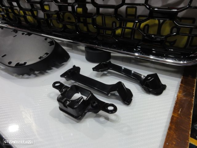 Grelha frontal AUDI A4/S4 B9 15-19 RS4 look  cromado e preto brilhante com suporte para símbolo - 18